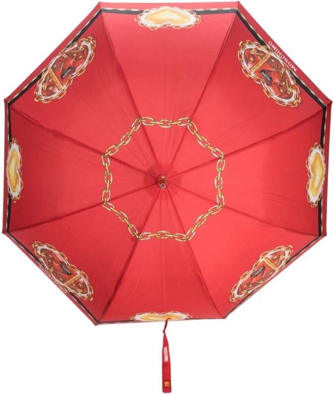 Moschino Paraplu met hartprint Rood