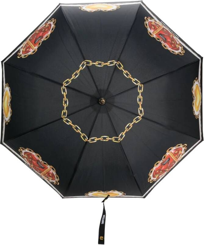 Moschino Paraplu met hartprint Zwart