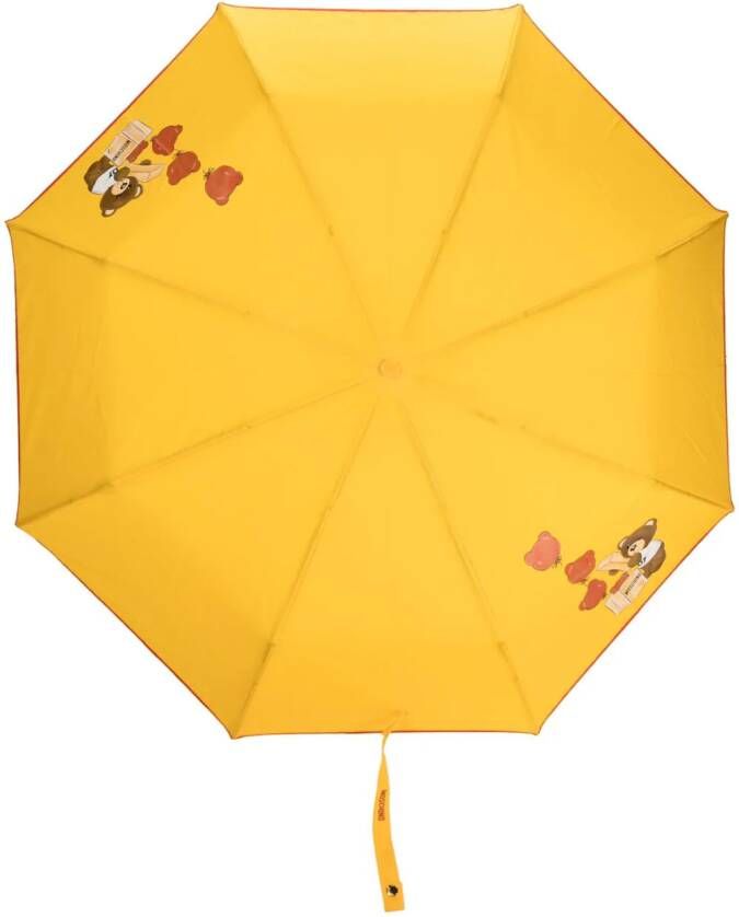 Moschino Paraplu met teddybeerprint Geel