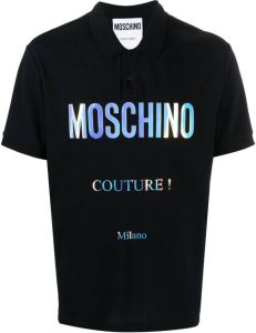 Moschino Poloshirt met geborduurd logo Zwart