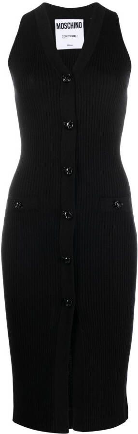 Moschino Ribgebreide jurk Zwart