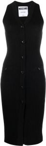 Moschino ribbed-knit button-front dress Zwart