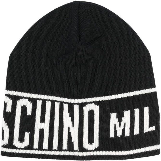 Moschino Ribgebreide muts Zwart