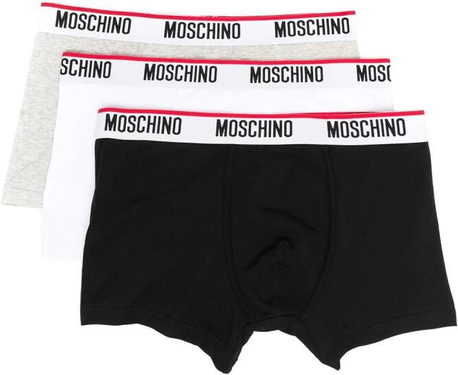 Moschino Set van 3 slips met logo tailleband Wit