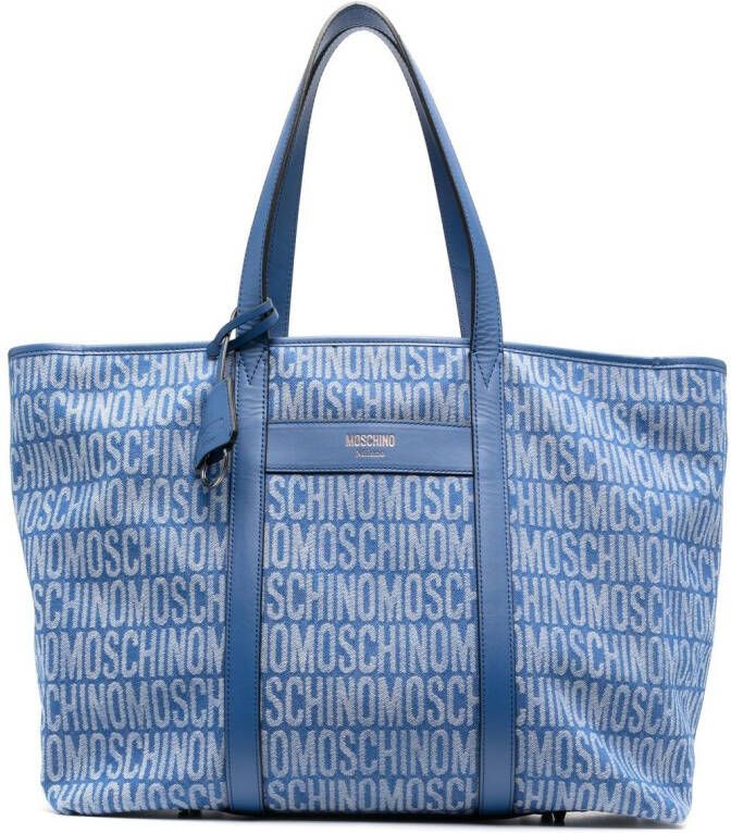 Moschino Shopper met logodetail Blauw