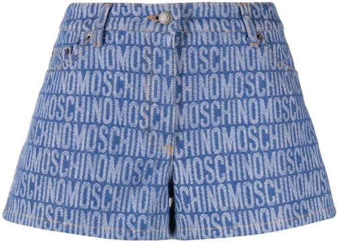 Moschino Shorts met monogramprint Blauw