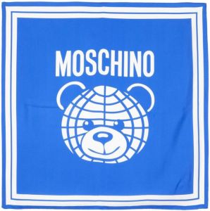 Moschino silk logo-print scarf Blauw