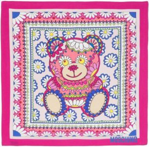 Moschino silk Teddy Bear-print scarf Roze