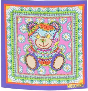 Moschino silk Teddy Bear-print scarf Roze