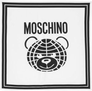 Moschino silk Teddy Bear-print scarf Wit