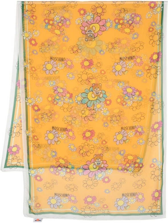 Moschino Sjaal met bloemenprint Geel