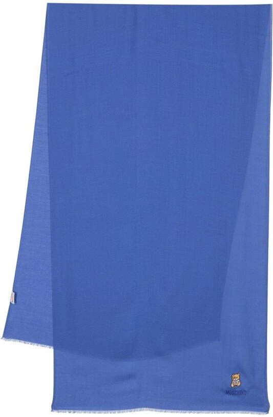 Moschino Sjaal met geborduurd logo Blauw