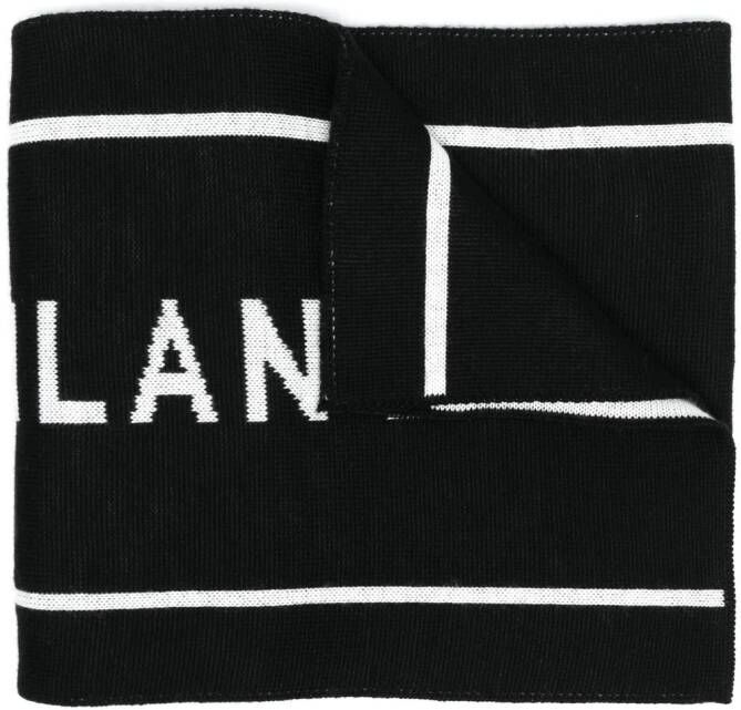 Moschino Sjaal met intarsia logo Zwart