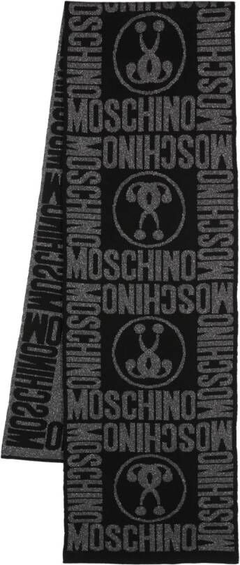 Moschino Sjaal met logo jacquard Grijs