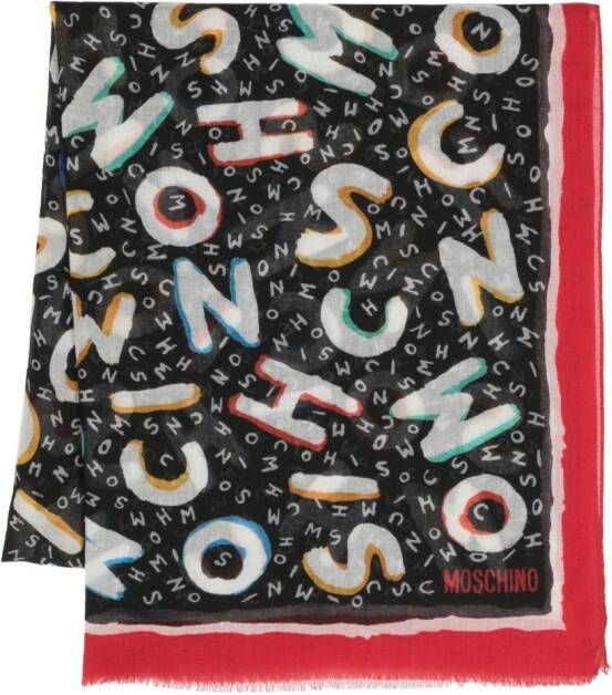 Moschino Sjaal met logoprint Zwart