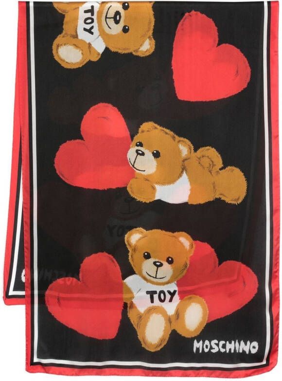 Moschino Sjaal met teddybeer print Zwart