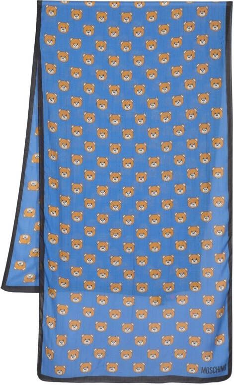 Moschino Sjaal met teddybeerprint Blauw