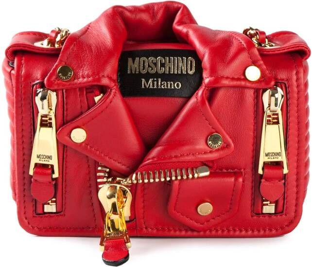 Moschino small biker shoulder bag Rood