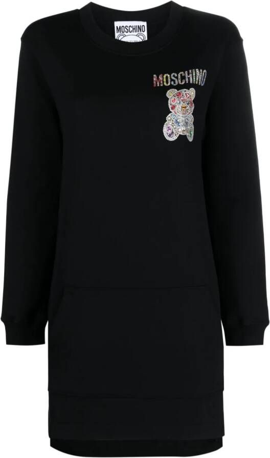 Moschino Sweater jurk met teddybeer Zwart