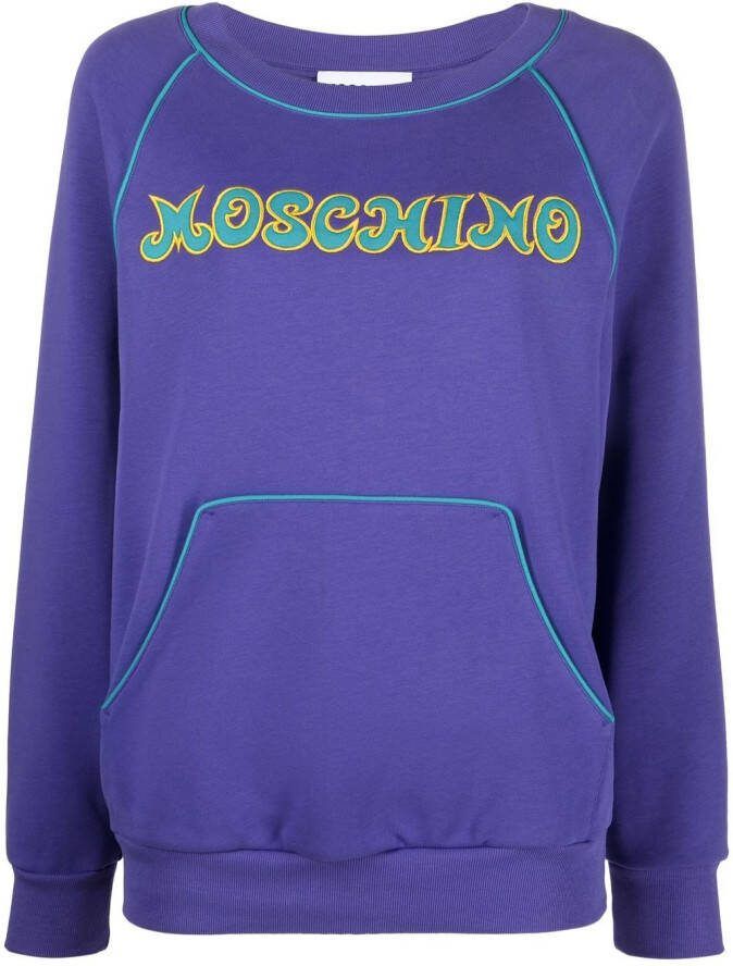 Moschino Sweater met geborduurd logo Blauw