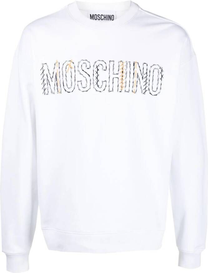 Moschino Sweater met geborduurd logo Wit