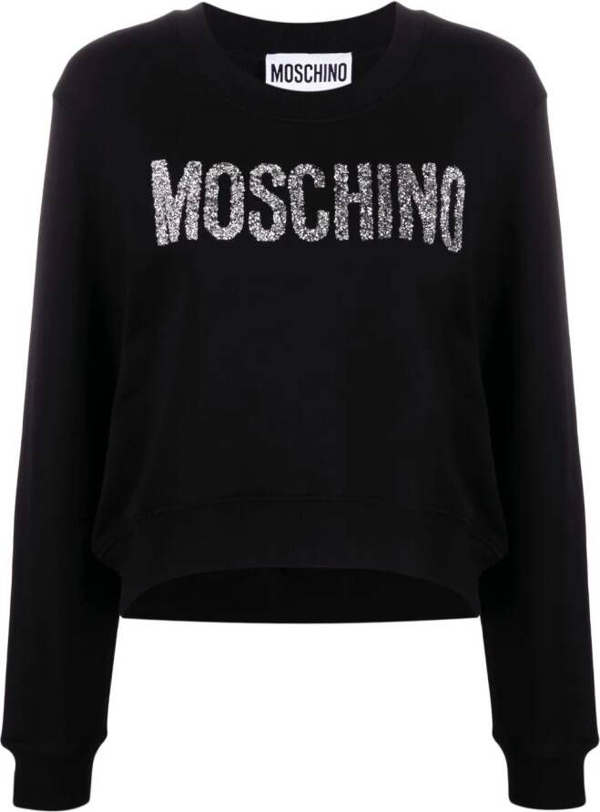 Moschino Sweater met glitterlogo Zwart