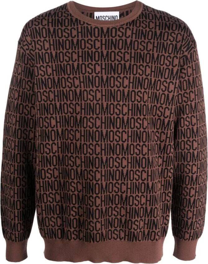 Moschino Sweater met intarsia logo Bruin
