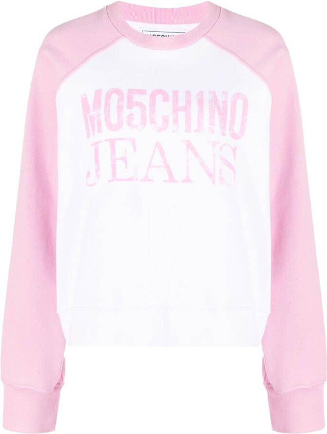 MOSCHINO JEANS Sweater met logoprint Wit