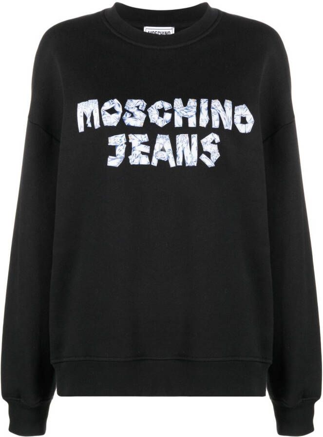 MOSCHINO JEANS Sweater met logoprint Zwart