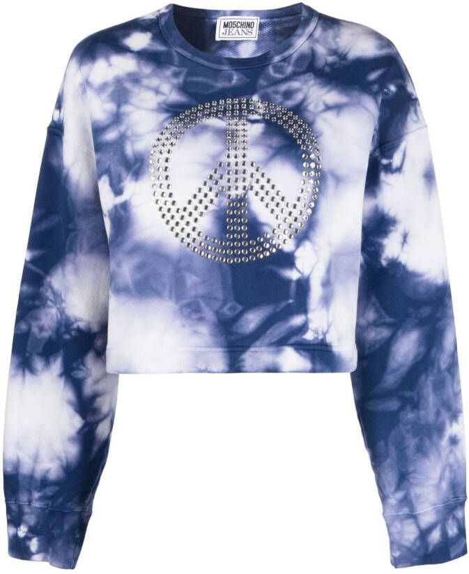 Moschino Sweater met tie-dye print Blauw