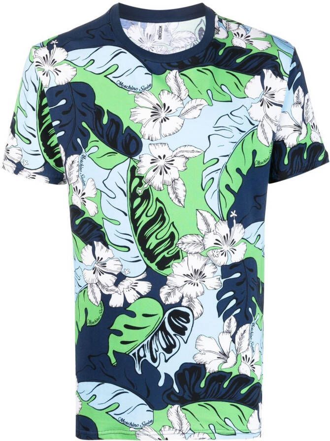 Moschino T-shirt met bloemenprint Blauw