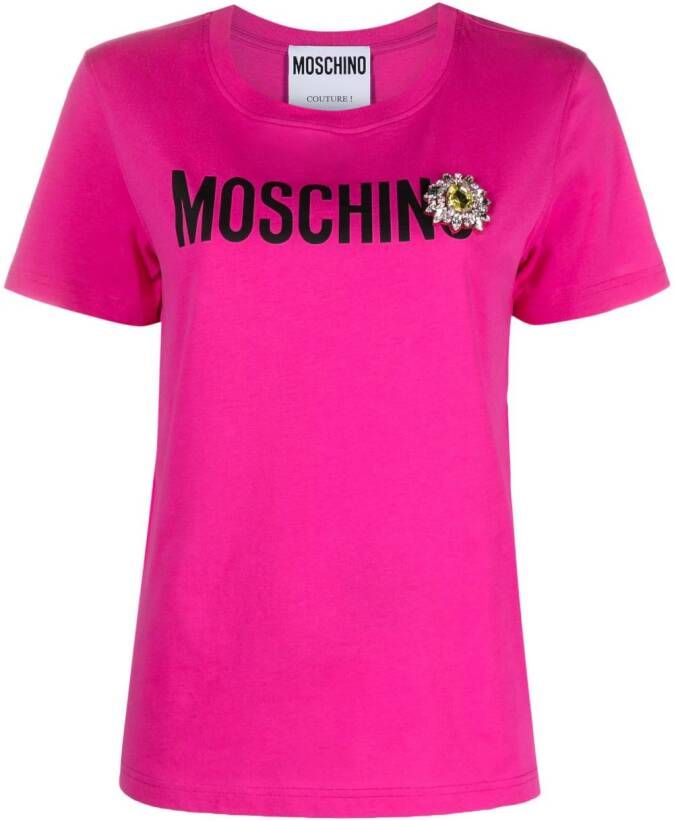Moschino T-shirt met broche detail Roze