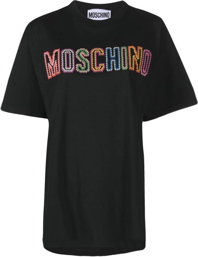 Moschino T-shirt met geborduurd log Zwart