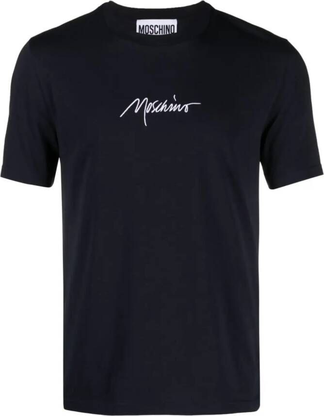 Moschino T-shirt met geborduurd logo Blauw