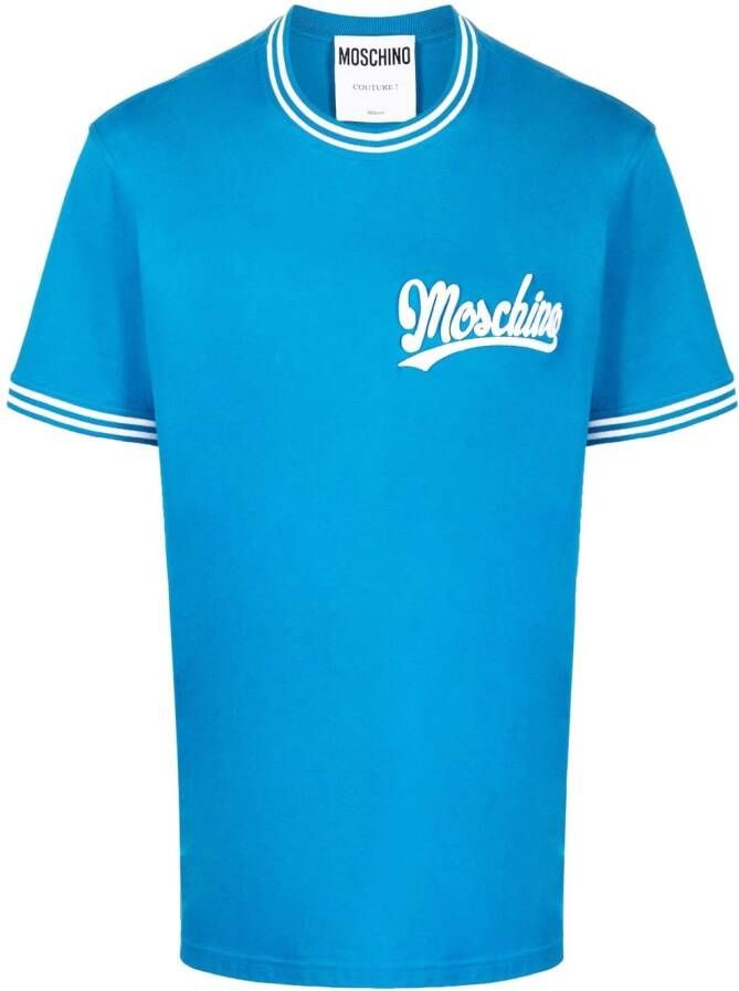 Moschino T-shirt met geborduurd logo Blauw