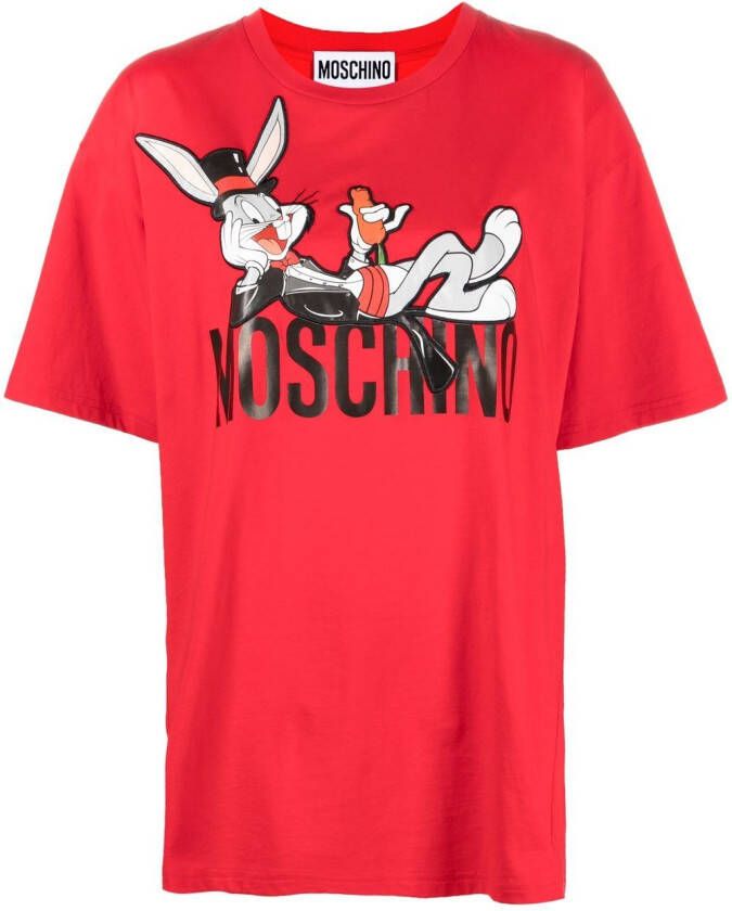 Moschino T-shirt met konijnenprint Rood