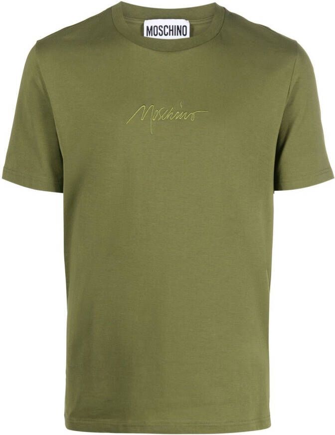 Moschino T-shirt met logo-reliëf Groen