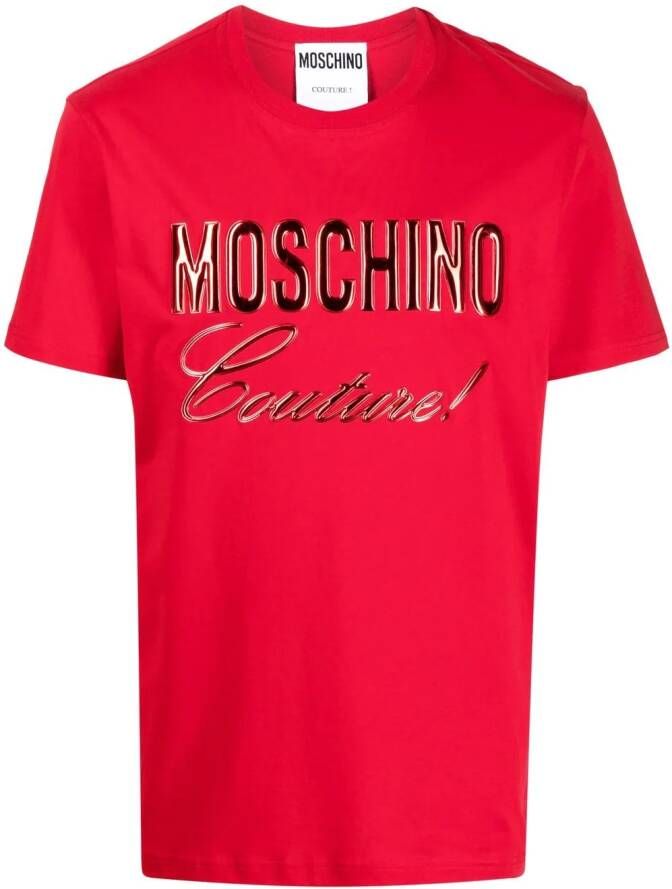 Moschino T-shirt met logo-reliëf Rood