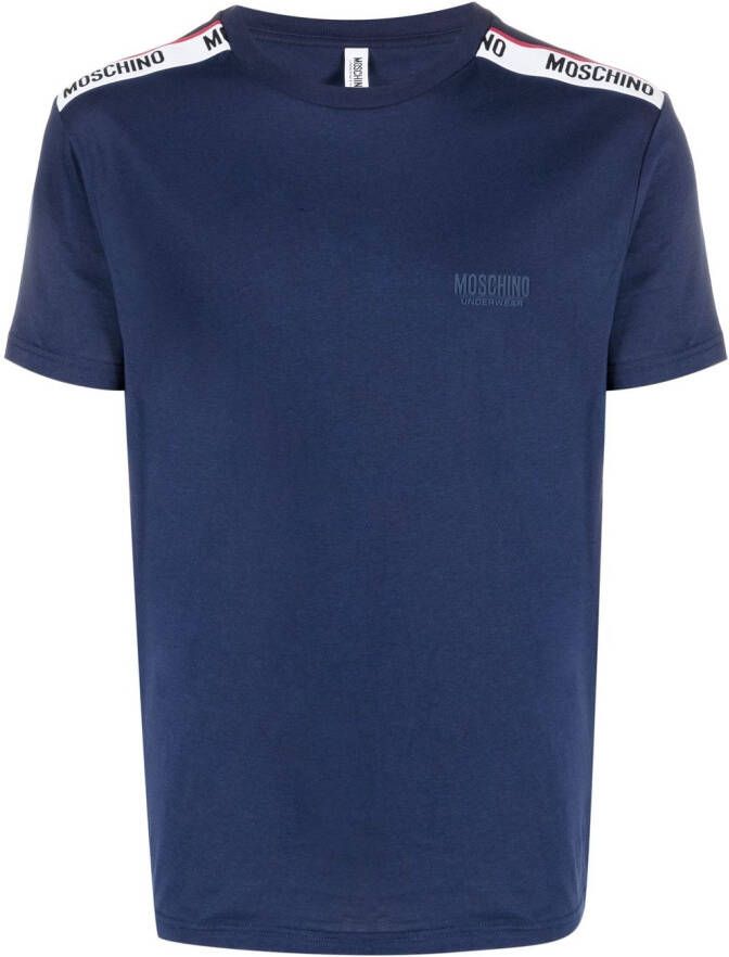 Moschino T-shirt met logoband Blauw