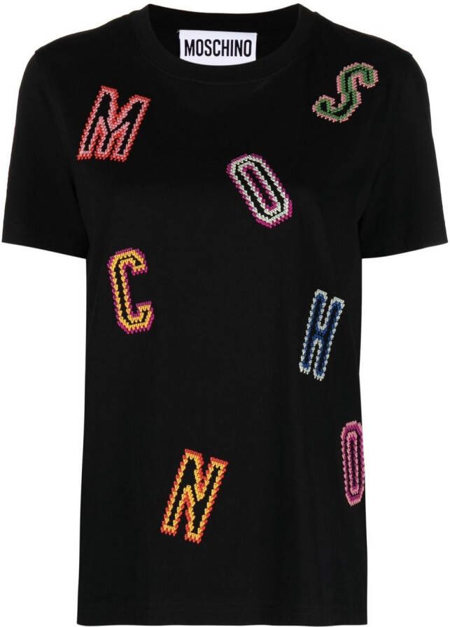 Moschino T-shirt met logopatch Zwart