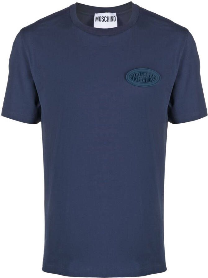 Moschino T-shirt met logoplakkaat Blauw