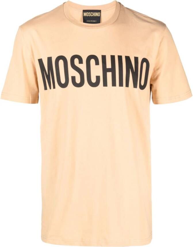 Moschino T-shirt met logoprint Beige