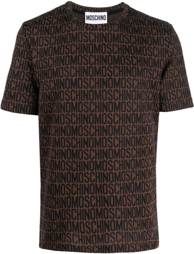 Moschino T-shirt met logoprint Bruin