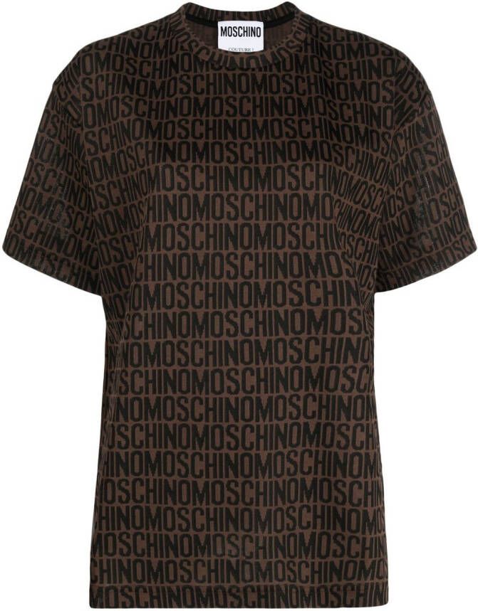 Moschino T-shirt met logoprint Bruin