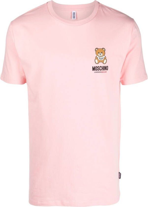 Moschino T-shirt met logoprint Roze