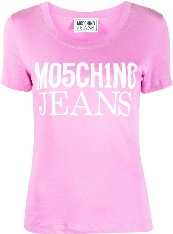 Moschino T-shirt met logoprint Roze