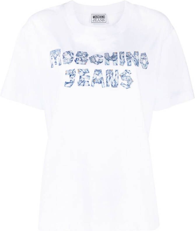 MOSCHINO JEANS T-shirt met logoprint Wit