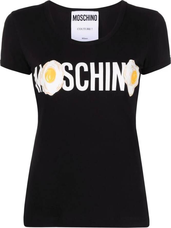 Moschino T-shirt met logoprint Zwart