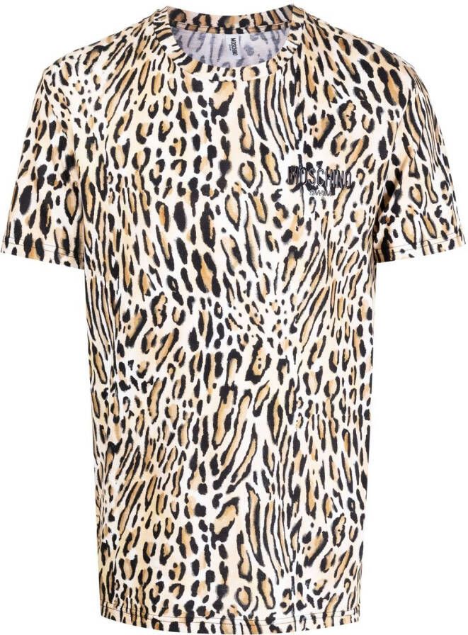 Moschino T-shirt met luipaardprint Bruin