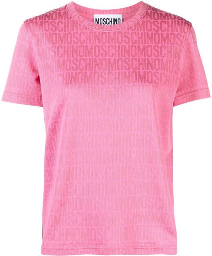 Moschino T-shirt met monogramprint Roze